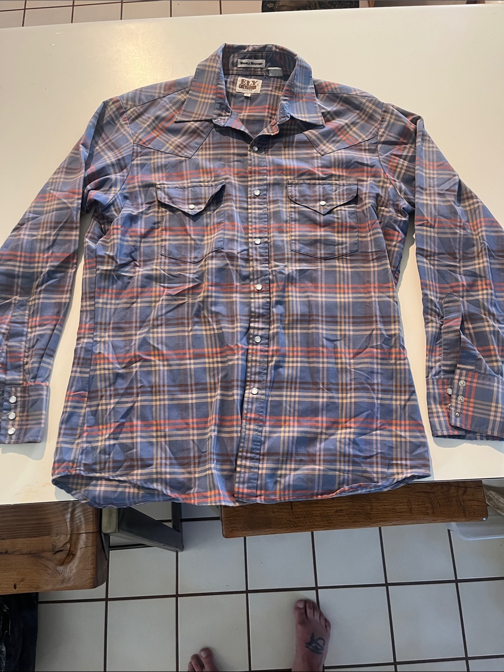 Ely Cattleman Blue Plaid Western Button-Down Shirt